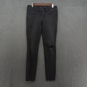 American Eagle Jeans Womens 4 Black Faded Super Stretch Distressed Ripped Skinny